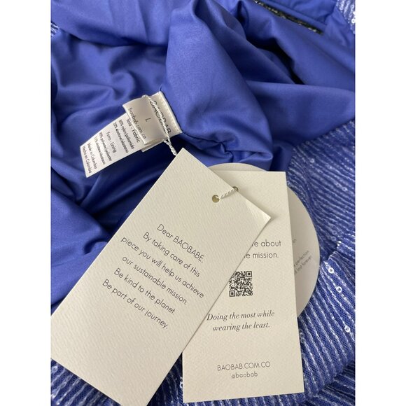 Baobab Drape Neck Teva Sequin Formal Gown Maxi Dress Size Large NWT - Picture 9 of 9